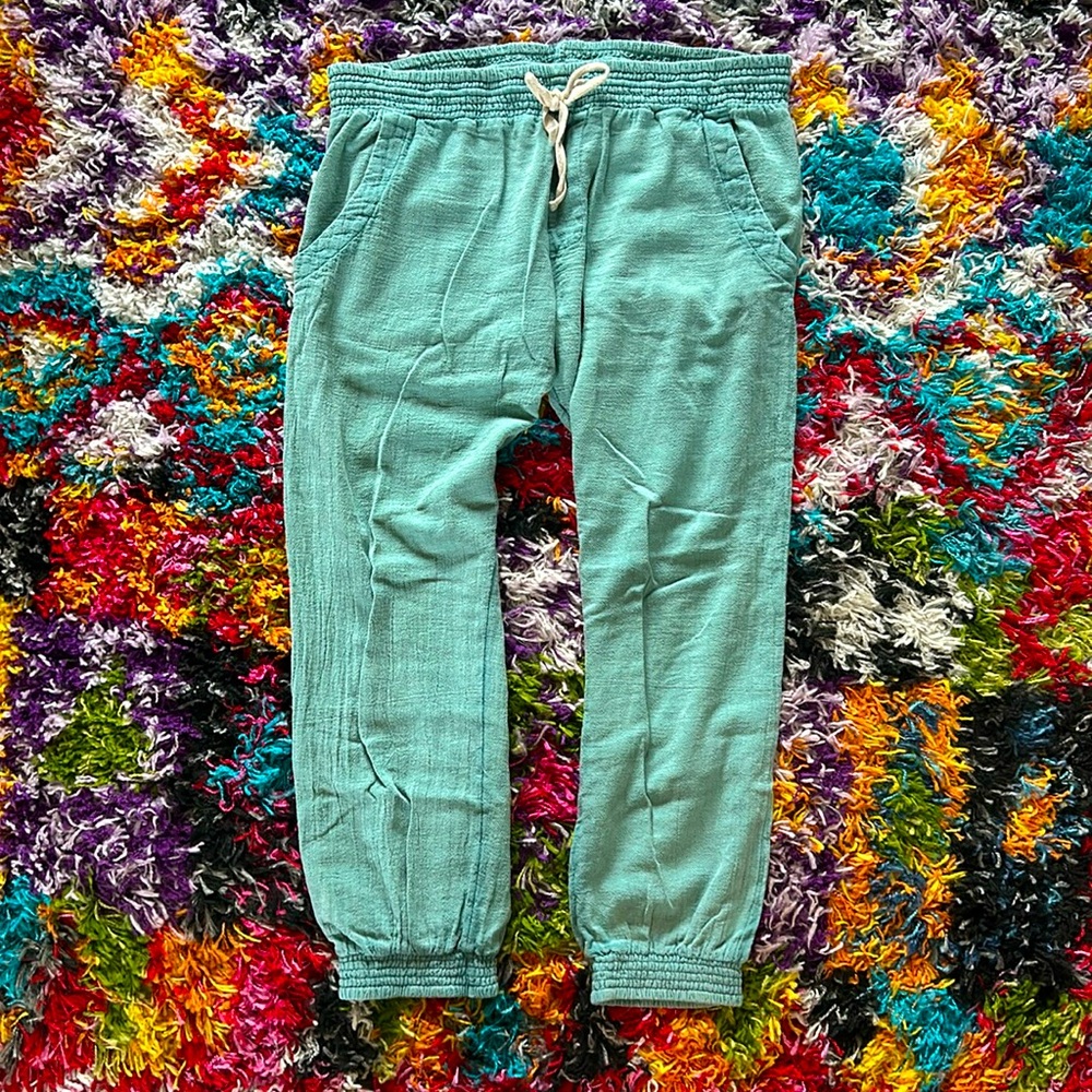 Rip Curl Linen Beach Pants Green Blue XL